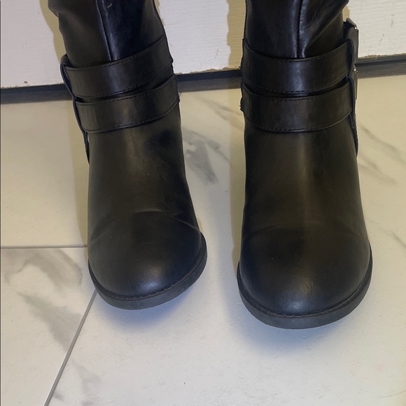 American Eagle Riding Boots Black Knee-High Buckle Details Zippers Sz 9.5 - Picture 5 of 13